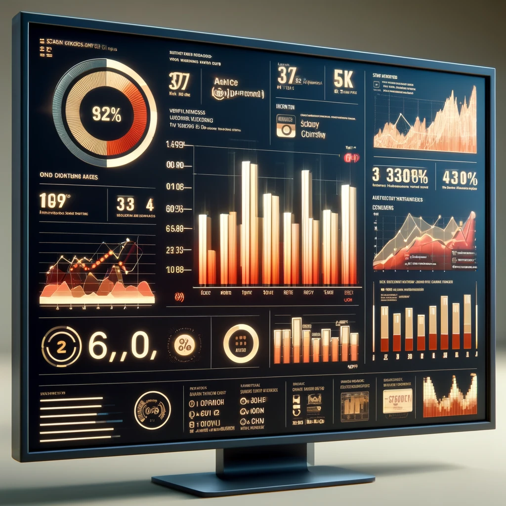 Monitor displaying smart signage analytics by digisigns with ROI, engagement metrics, and performance charts in a futuristic interface
